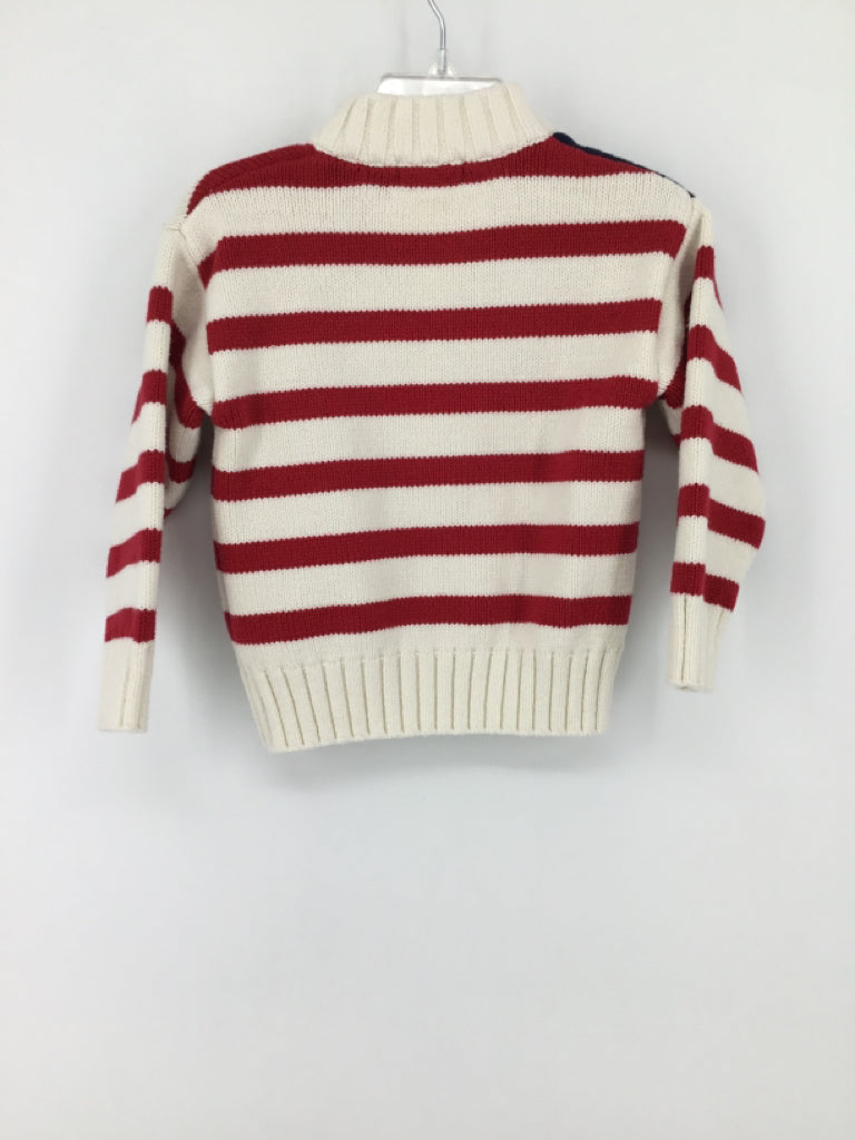 Cat & Jack Child Size 2 White Stripe Sweater - boys