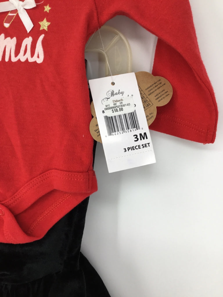 Baby Essentials Child Size 3 Months Red Christmas Outfit