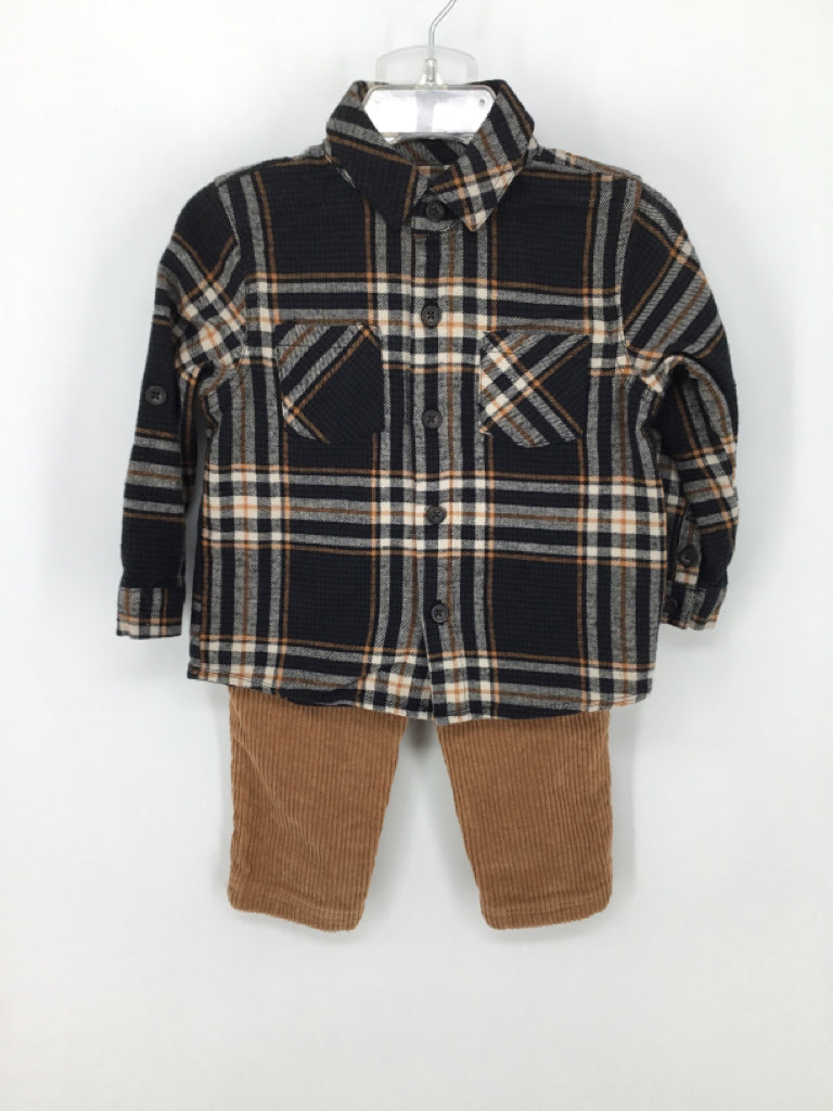 Scene & Heard Child Size 18 Months Black Plaid Outfit - boys