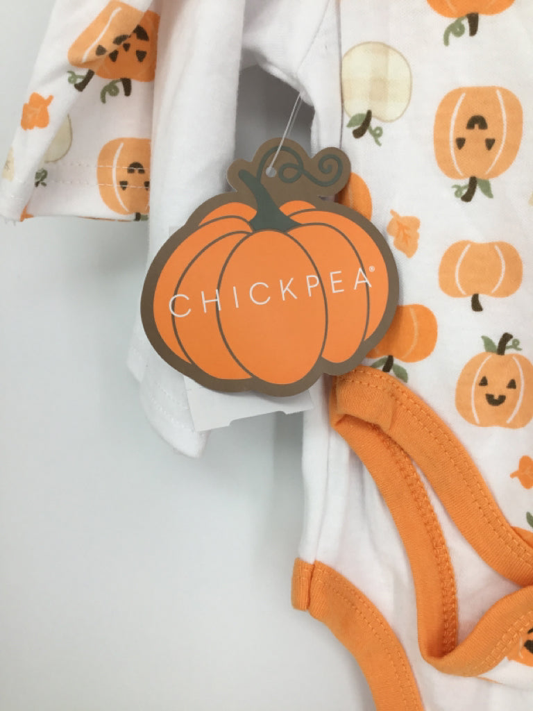 Chickpea Child Size 3-6 Months Orange Halloween Onesie Set
