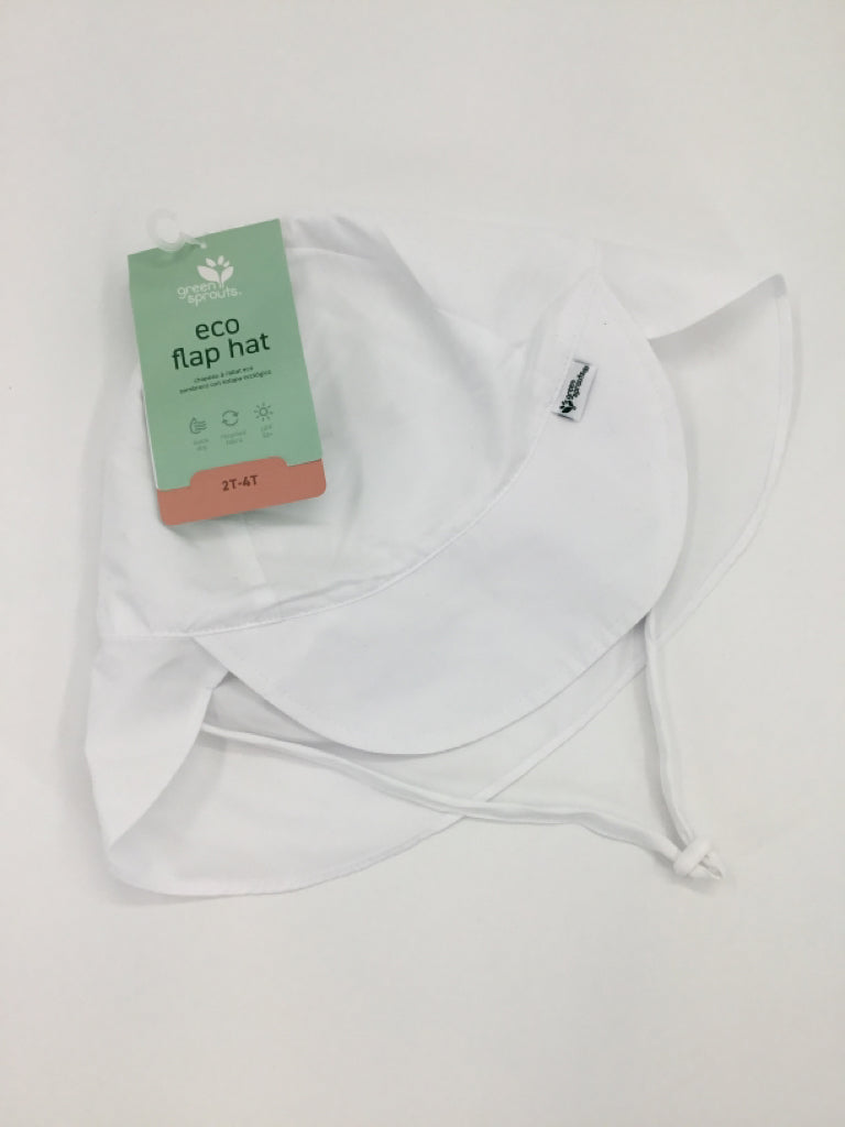 Green Sprouts Eco Flap Hat Child Size 2 White Solid Hats - boys