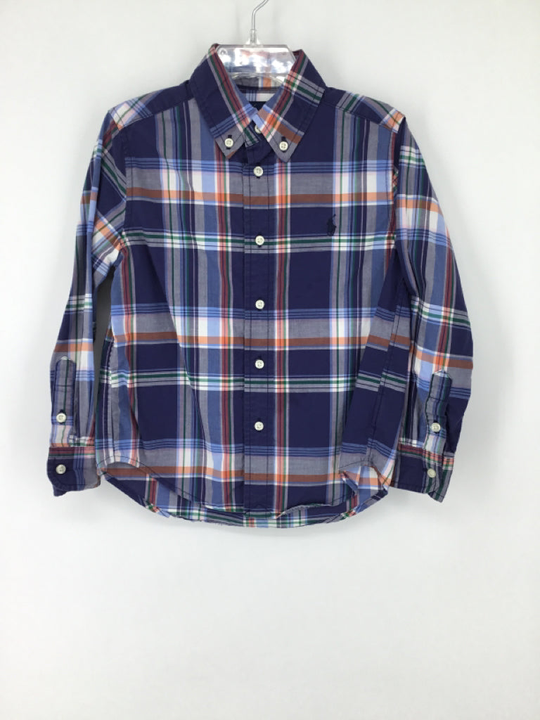 Ralph Lauren Child Size 4 Blue Plaid Shirt - boys