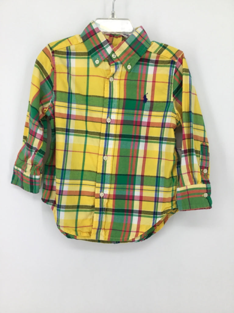 Ralph Lauren Child Size 2 Yellow Plaid Shirt - boys
