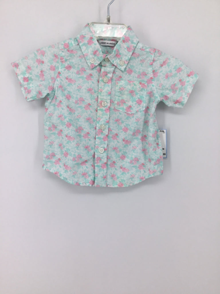 Janie and Jack Child Size 3-6 Months Blue Floral Shirt - boys