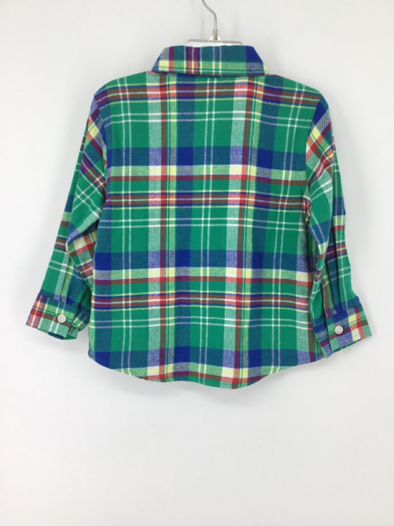 Old Navy Child Size 3 Green Plaid Shirt - boys