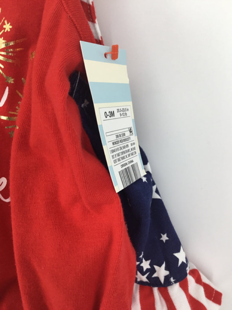 Cat & Jack Child Size 0-3 Months Red Stars & Stripes Outfit Set of 2