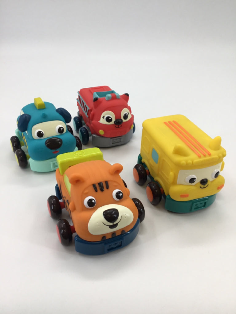 B Toys Wheel-y Squad Pull-back Toy Vehicles - 4 pc set