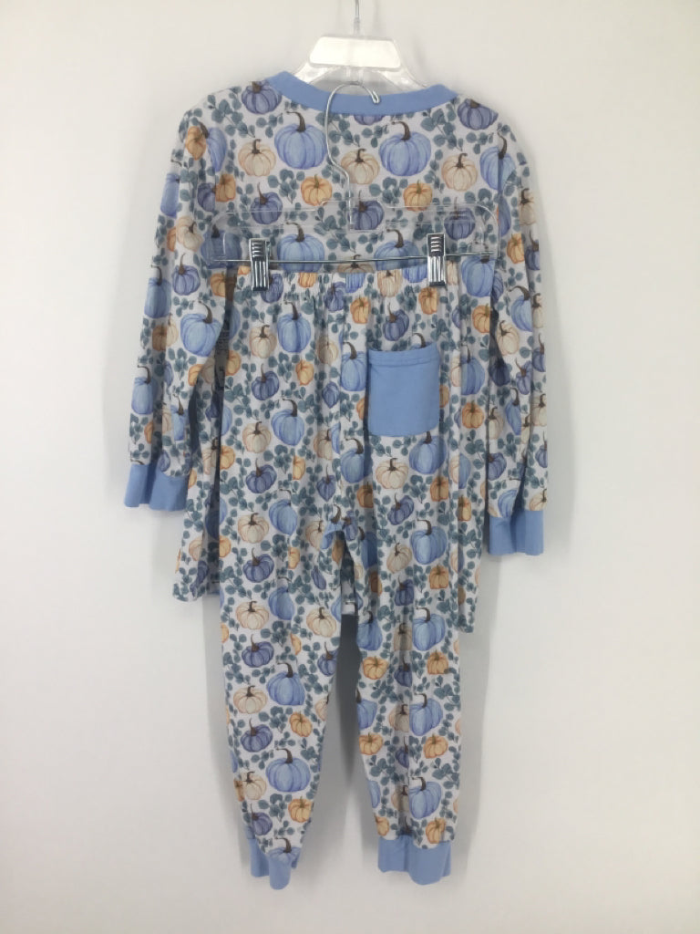 Little J's Smocks Child Size 6 Blue Thanksgiving Pajamas
