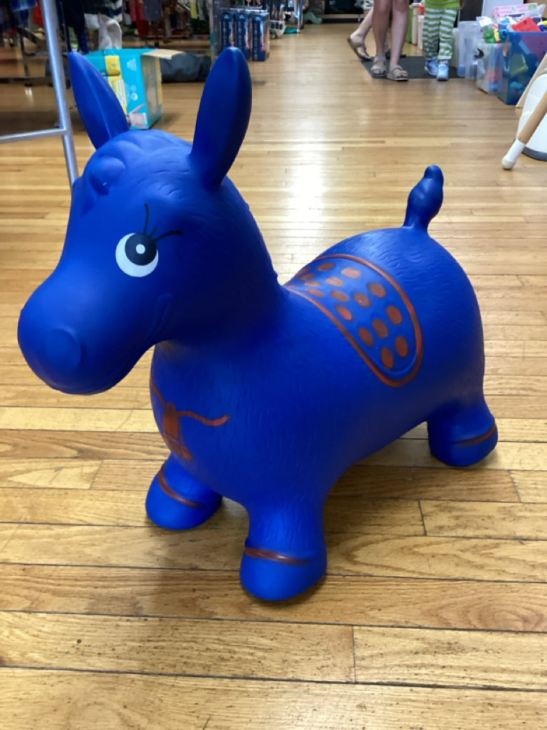 Apple Round Blue Inflatable Ride-on Bouncy Horse