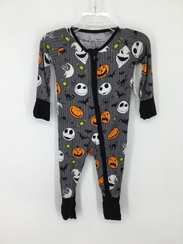 Little Sleepies + Disney Child Size 3-6 Months Gray Halloween Pajamas