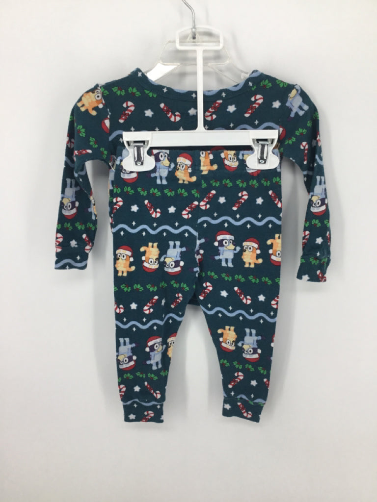 Bluey Child Size 2 Teal Christmas Pajamas