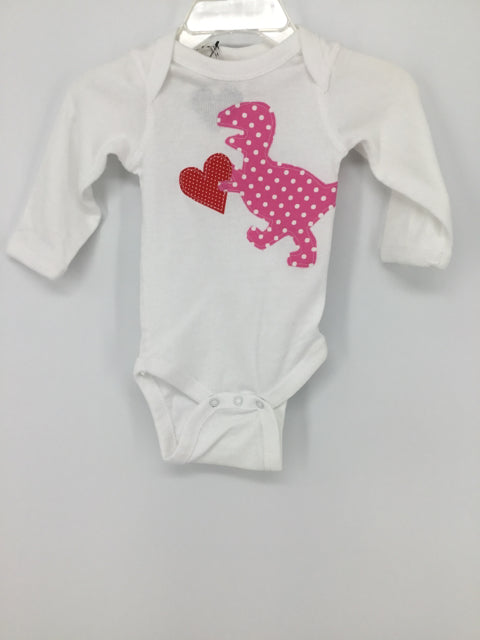 Kakabaka Child Size Newborn White Valentine's Day Dinosaur Onesie