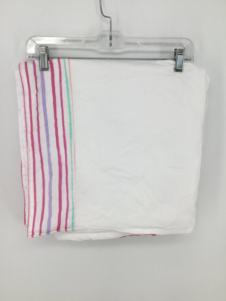 Pottery Barn Kids White/Pink Strip Crib Skirt