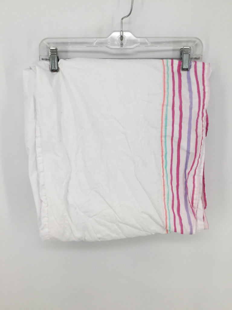 Pottery Barn Kids White/Pink Strip Crib Skirt