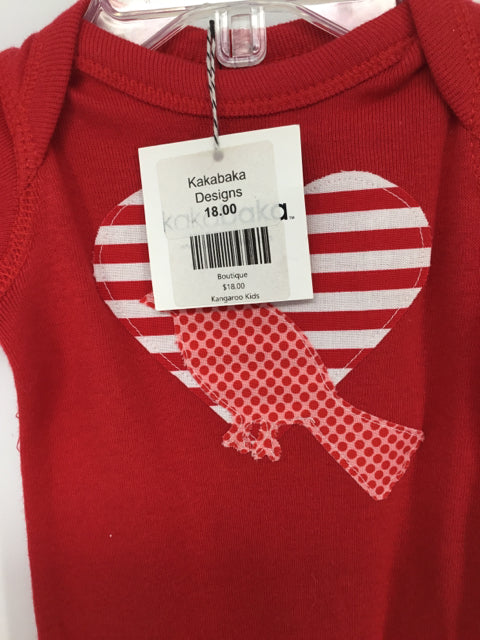Kakabaka Child Size Newborn Red Valentine's Day Cardinals Onesie