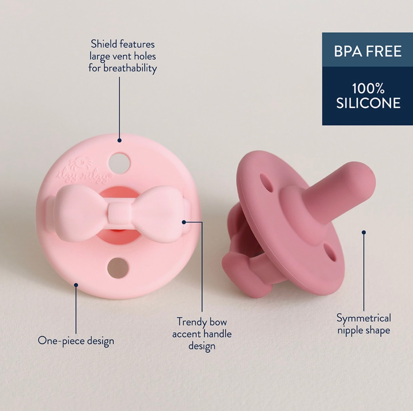 Itzy Ritzy - Sweetie Soother Pacifier Set (Pink Bows - 0-6 m)