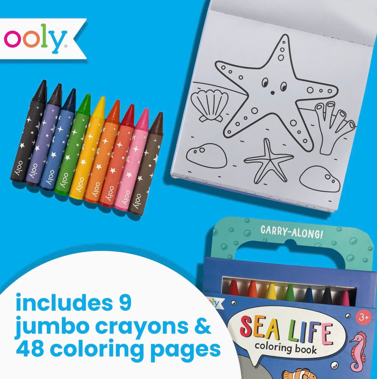 Ooly - Carry-Along! Sea Life Coloring Book & Jumbo Crayons