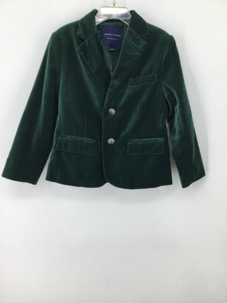 Janie and Jack Child Size 5 Green Solid Blazer - boys