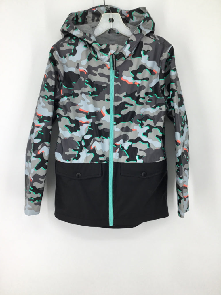 Cat & Jack Child Size 8 Gray Camoflage Raincoat - boys