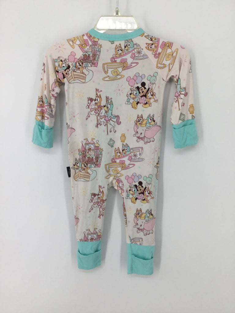 Blush Lotus + Bluey Child Size 0-3 Months Multi-Color Pajamas - girls