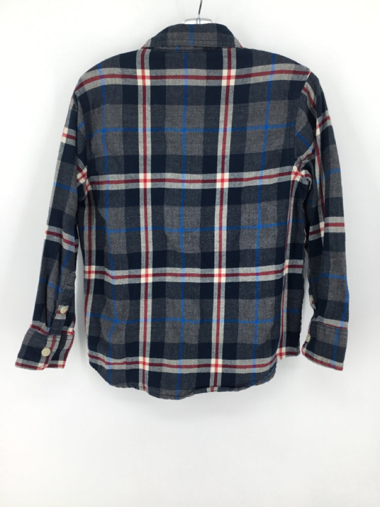 Lands' End Child Size 8 Navy Plaid Shirt - boys