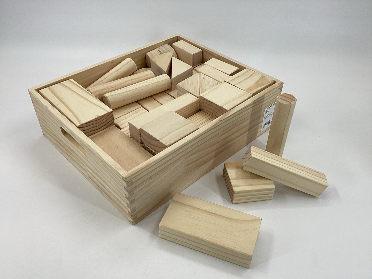 Natural Wooden Blocks in Wooden Box