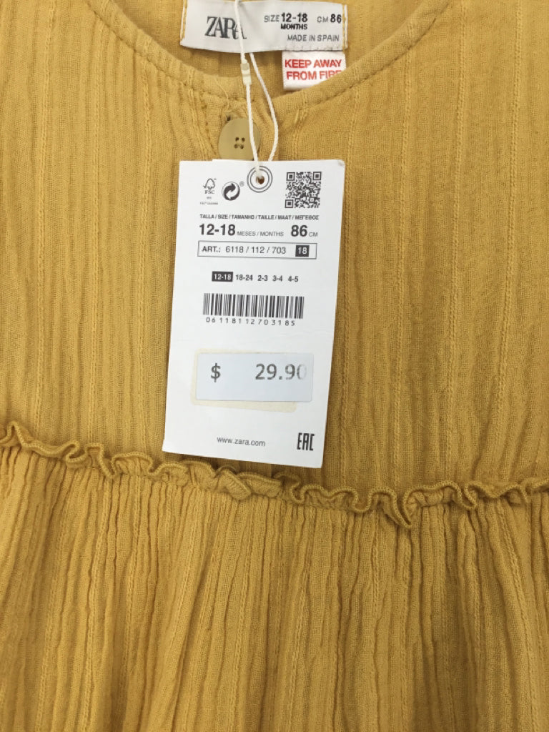 Zara Child Size 12-18 Months Yellow Dress - girls