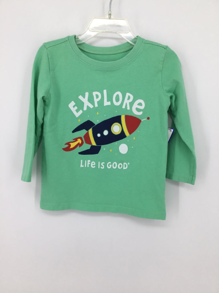 Life Is Good Child Size 2 Green screen printed T-shirt - boys