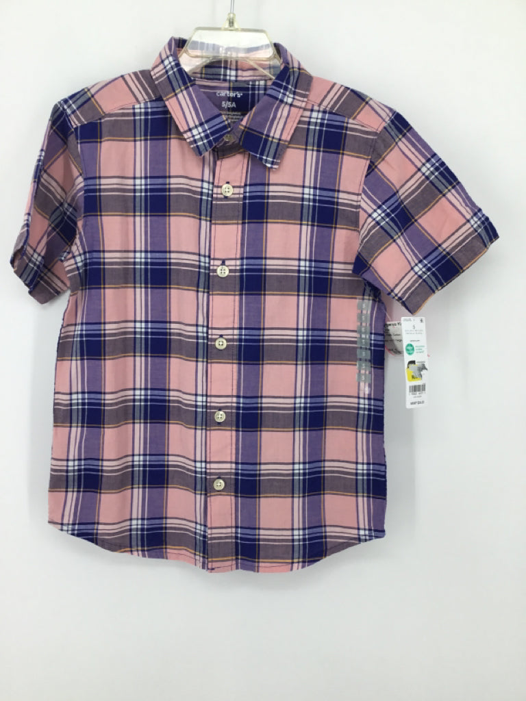 Carter's Child Size 5 Pink Plaid Shirt - boys