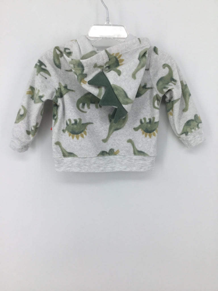 Just One You Made by Carters Child Size 6 Months Gray Dinosaur Hoodie - boys