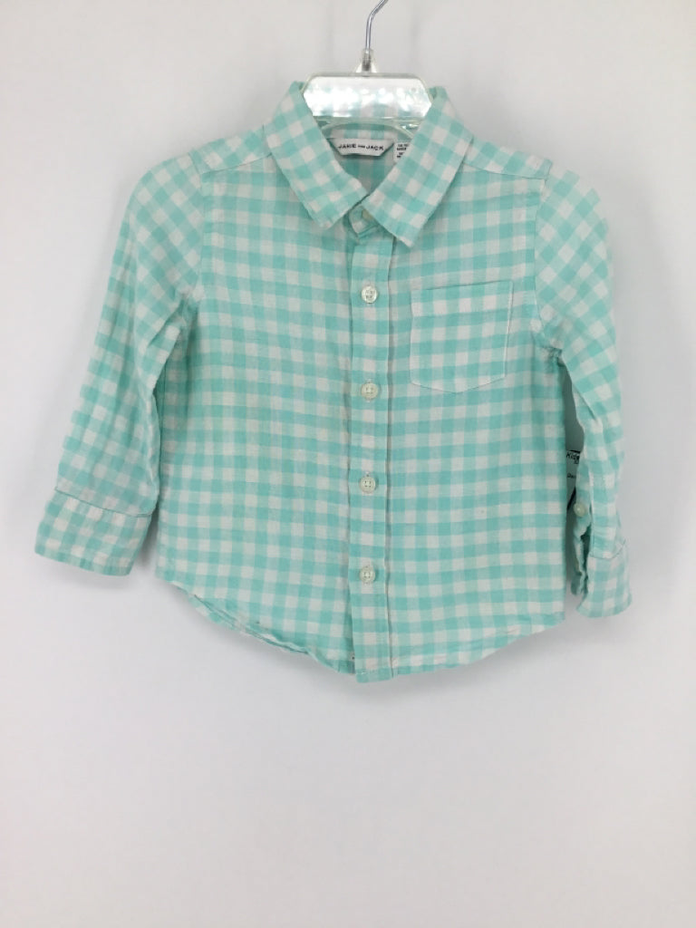 Janie and Jack Child Size 12-18 Months Blue Gingham Shirt - boys