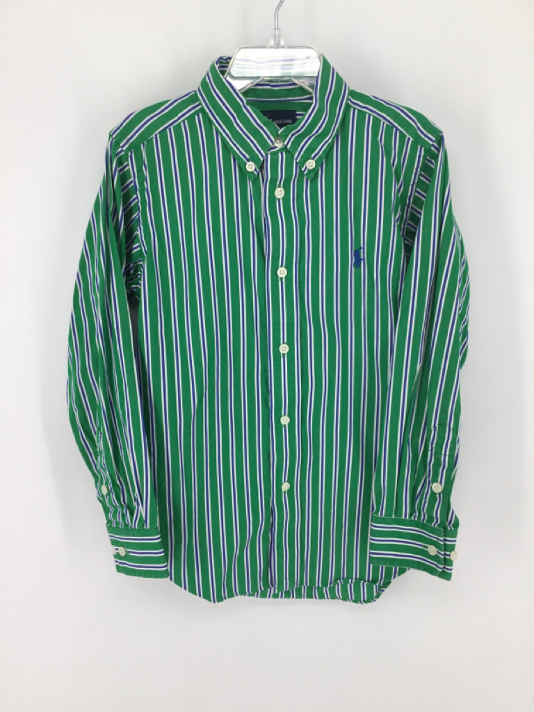 Ralph Lauren Child Size 6 Green Stripe Shirt - boys