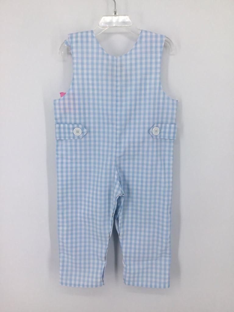 The Beaufort Bonnet Co Child Size 18-24 Months Blue Gingham Outfit - boys