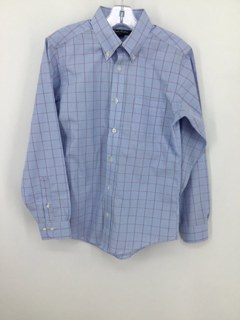 Brooks Brothers Child Size 12 Blue Print Shirt - boys