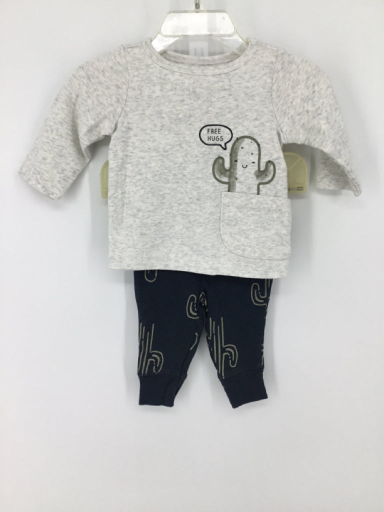 Carter's Child Size 3 Months Gray screen printed Outfit - boys