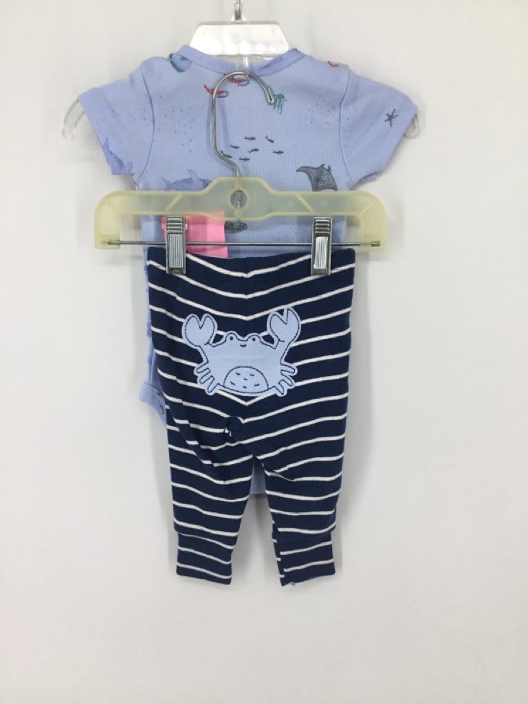 Carter's Child Size 3 Months Blue Print Outfit - boys