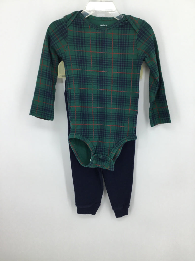 Carter's Child Size 24 Months Green Plaid Outfit - boys