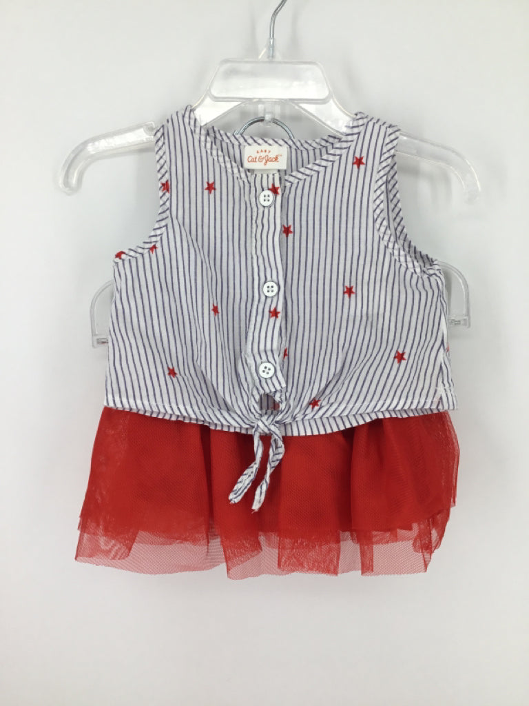 Cat & Jack Child Size 3-6 Months Red Stars & Stripes Outfit