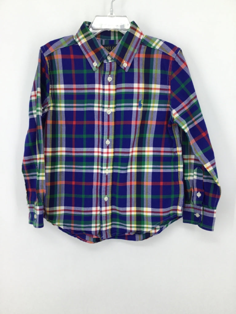 Ralph Lauren Child Size 5 Blue Plaid Shirt - boys