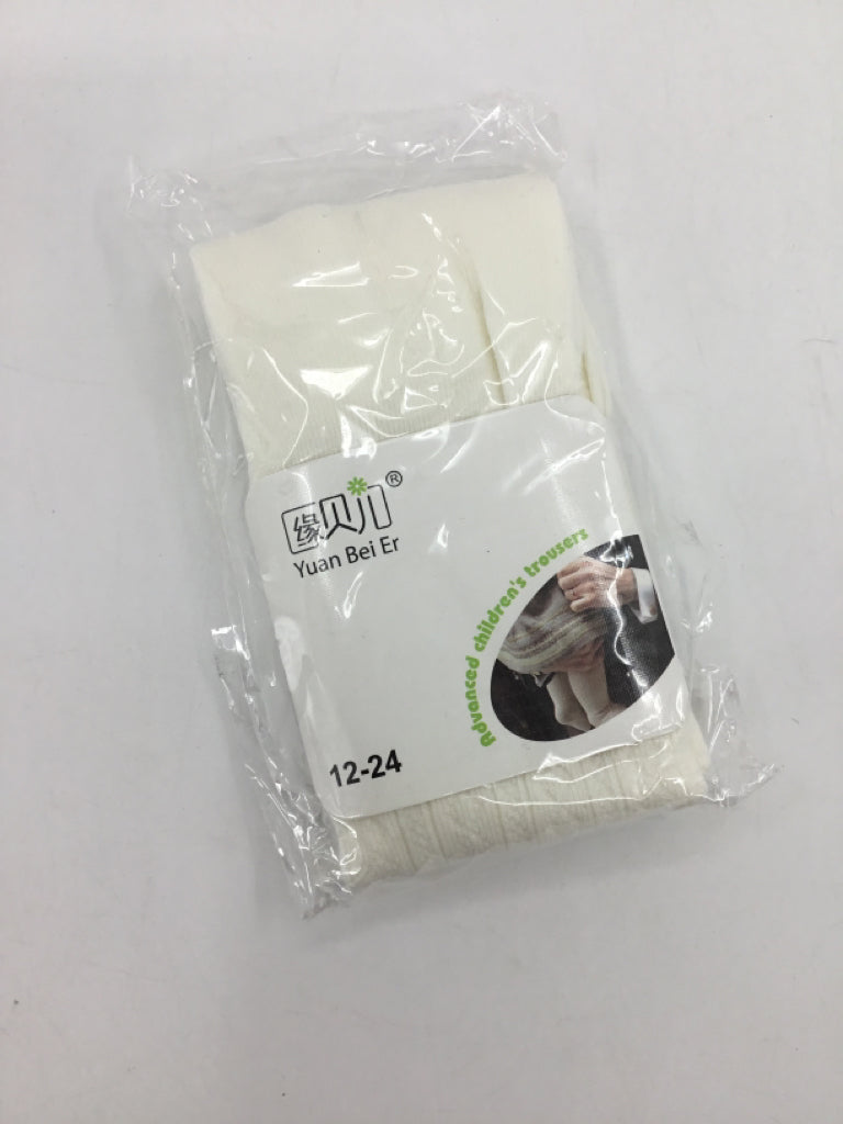 brandless Child Size 12-24 Months Cream Tights - girls