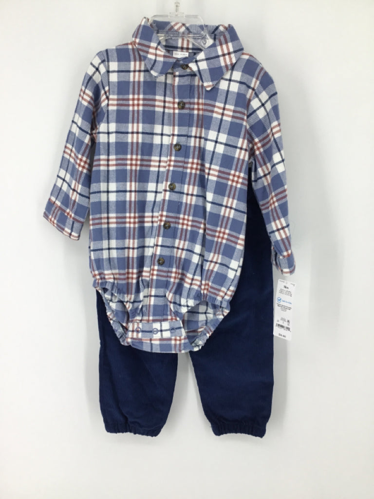 Just One You Made by Carters Child Size 18 Months Blue Plaid Outfit - boys
