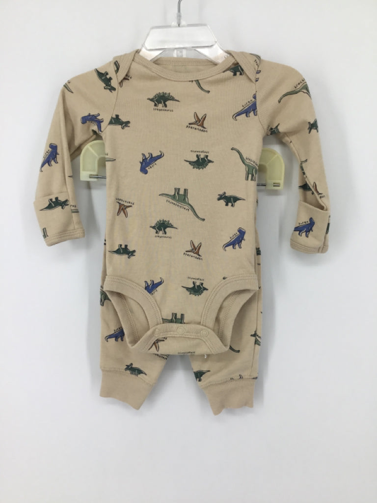 Child of Mine Child Size 0-3 Months Tan Dinosaur Outfit - boys