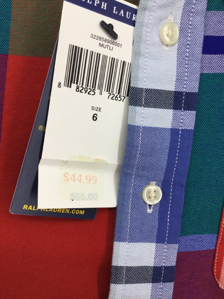 Ralph Lauren Child Size 6 Multi-Color Plaid Shirt - boys