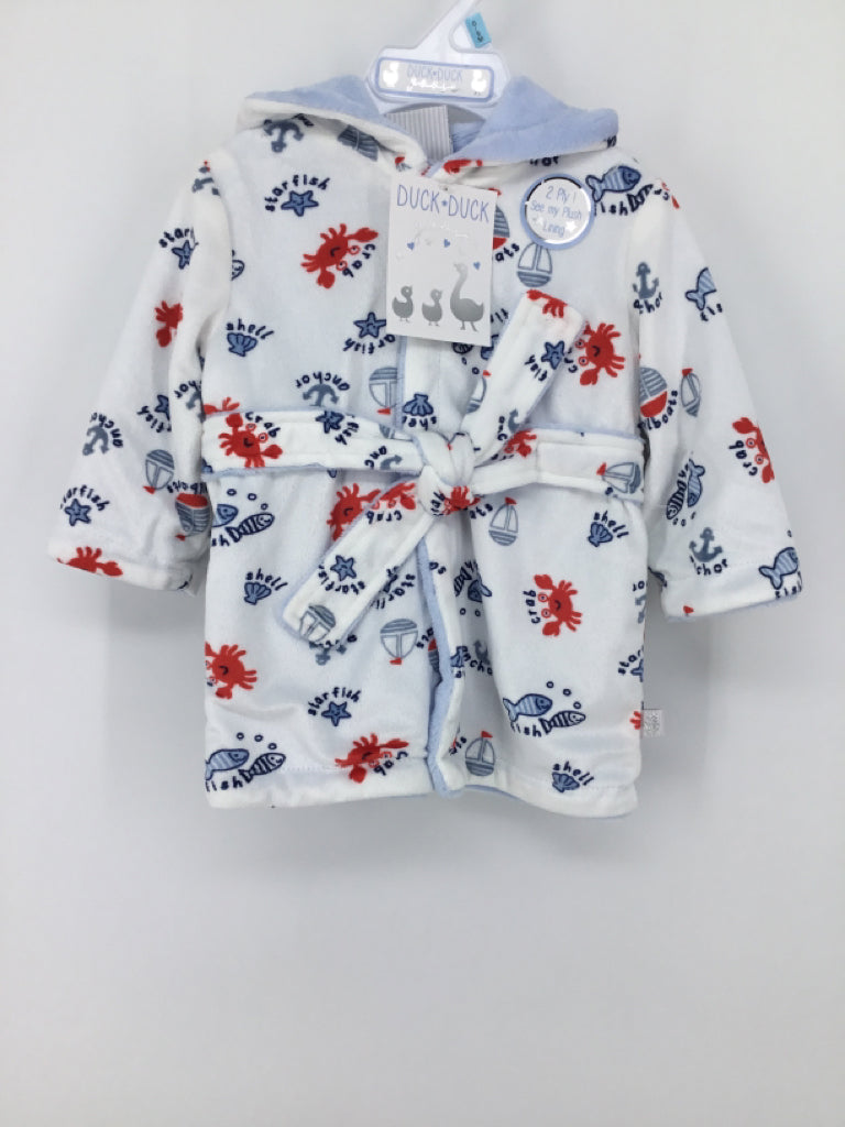 Duck Duck Goose Child Size 0-9 Months Blue Print Robe - boys