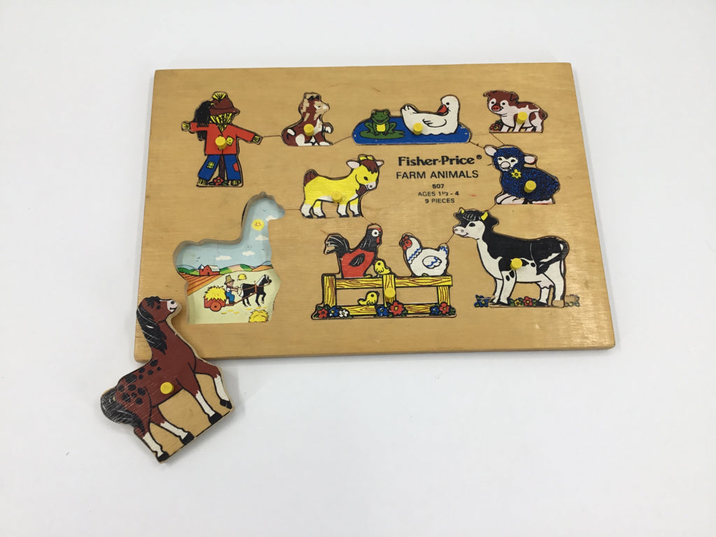 Fisher Price Farm Animals Vintage Peg Puzzle