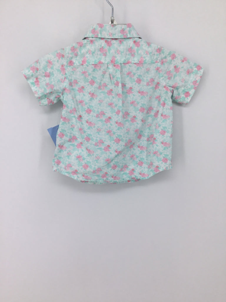 Janie and Jack Child Size 3-6 Months Blue Floral Shirt - boys