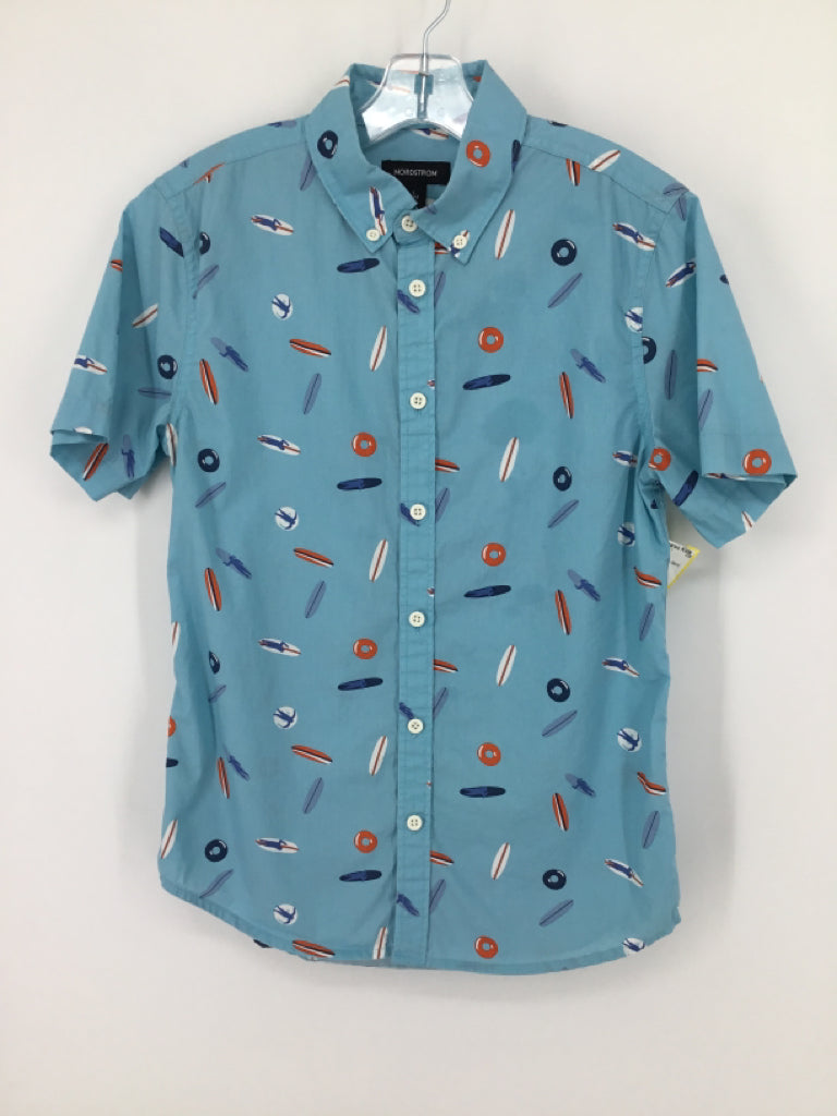 Nordstrom Child Size 10 Blue Print Shirt - boys