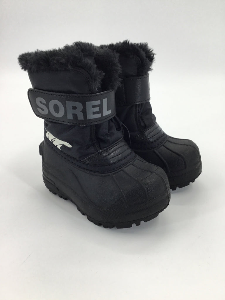 Sorel Child Size 7 Toddler Black Rain/Snow Boots