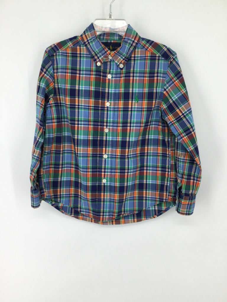 Ralph Lauren Child Size 4 Blue Plaid Shirt - boys