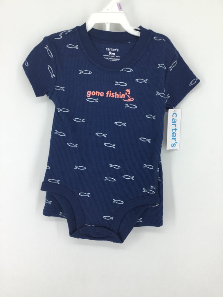Carter's Child Size 9 Months Navy Print Outfit - boys